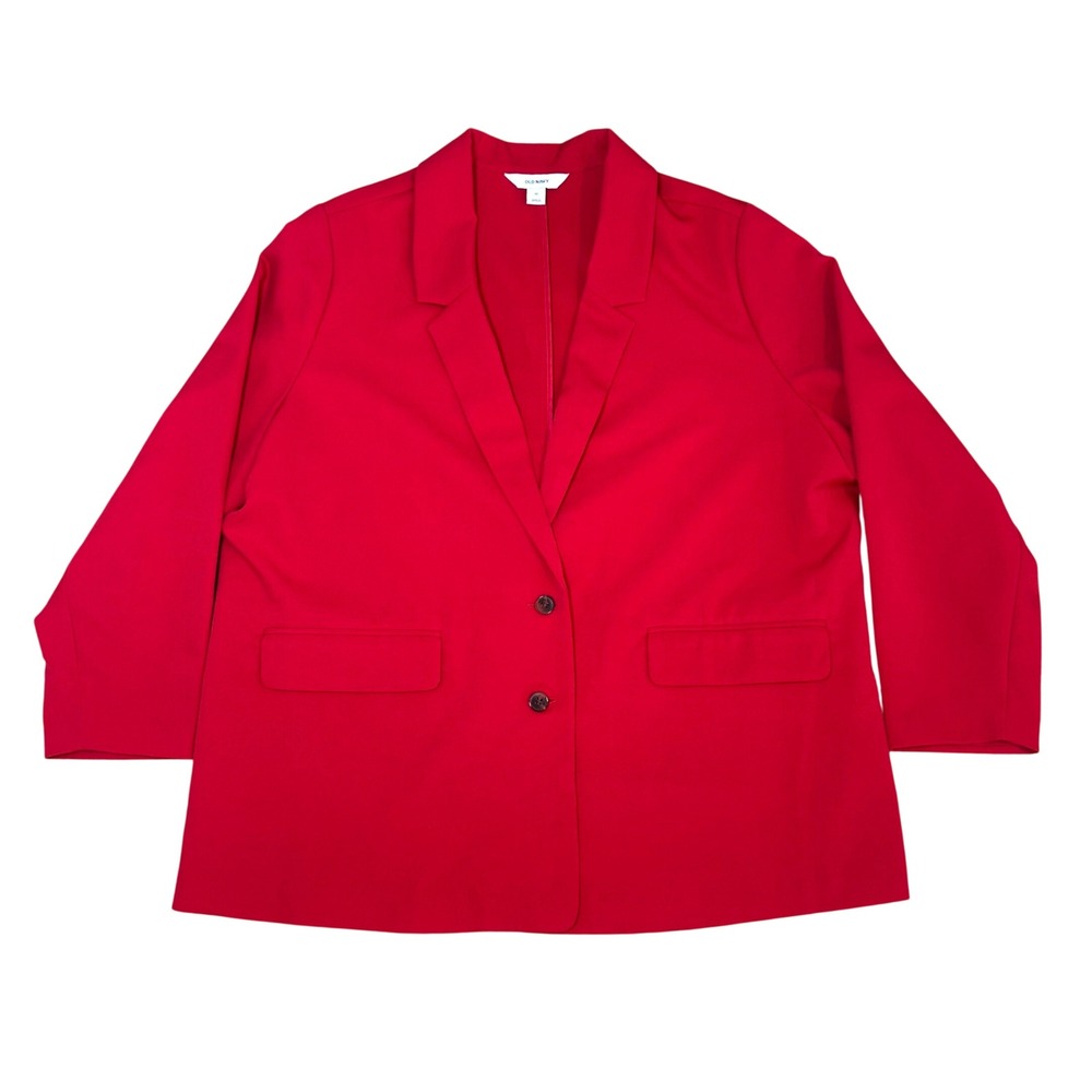 Old Navy NWT Womens Taylor Unlined Relaxed Blazer Aurora Red Two Button 2X